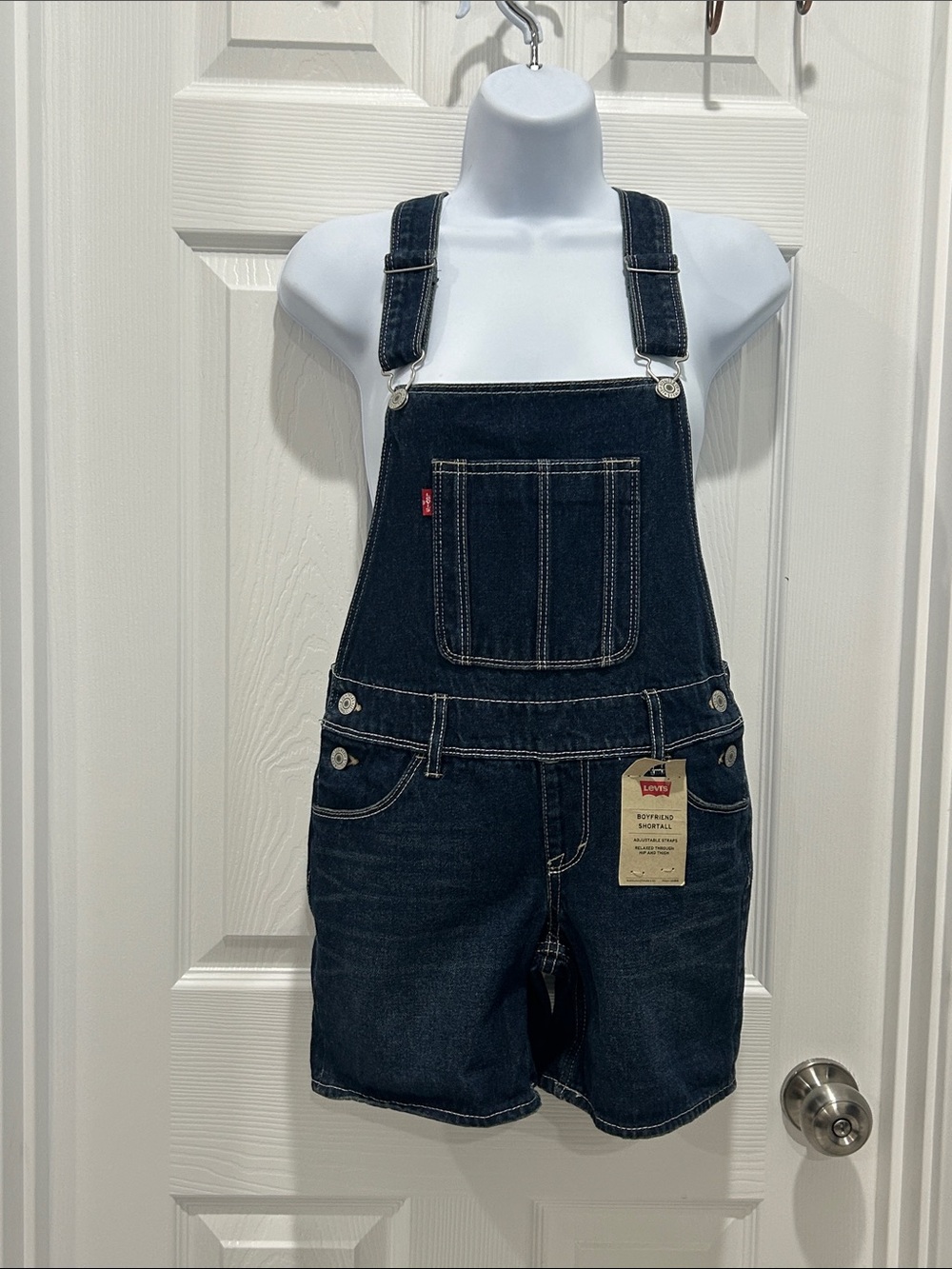 Levi's Dark Blue Denim Short Overalls for Kids